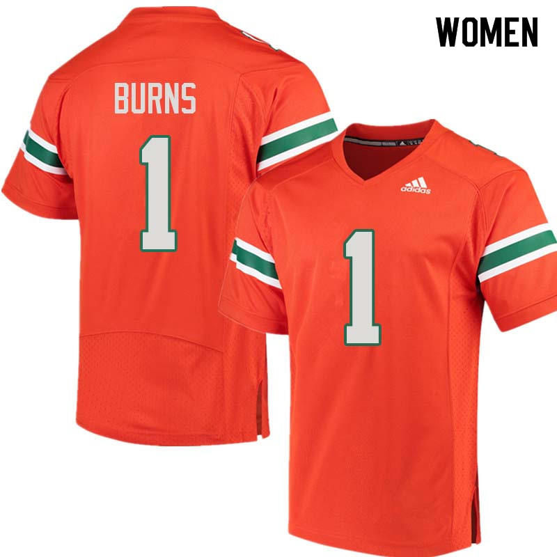 Women Miami Hurricanes #1 Artie Burns College Football Jerseys Sale-Orange
